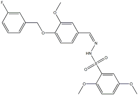 N-[(Z)-[4-[(3-fluorophenyl)methoxy]-3-methoxyphenyl]methylideneamino]-2,5-dimethoxybenzenesulfonamide Struktur