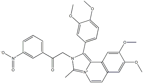 2-[1-(3,4-dimethoxyphenyl)-8,9-dimethoxy-3-methylimidazo[5,1-a]isoquinolin-4-ium-2-yl]-1-(3-nitrophenyl)ethanone Struktur