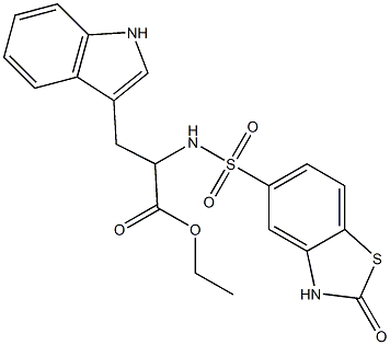 ethyl 3-(1H-indol-3-yl)-2-[(2-oxo-3H-1,3-benzothiazol-5-yl)sulfonylamino]propanoate Struktur