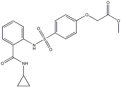 methyl 2-[4-[[2-(cyclopropylcarbamoyl)phenyl]sulfamoyl]phenoxy]acetate Struktur