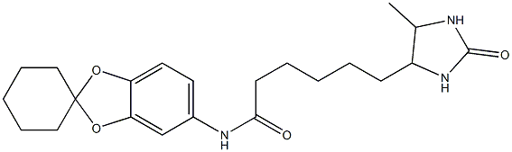 6-(5-methyl-2-oxoimidazolidin-4-yl)-N-spiro[1,3-benzodioxole-2,1'-cyclohexane]-5-ylhexanamide Struktur