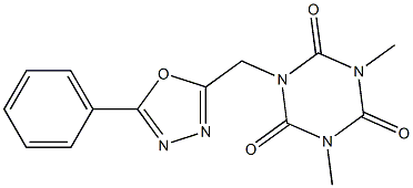 1,3-dimethyl-5-[(5-phenyl-1,3,4-oxadiazol-2-yl)methyl]-1,3,5-triazinane-2,4,6-trione Struktur