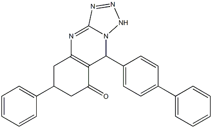 6-phenyl-9-(4-phenylphenyl)-5,6,7,9-tetrahydro-1H-tetrazolo[5,1-b]quinazolin-8-one Struktur