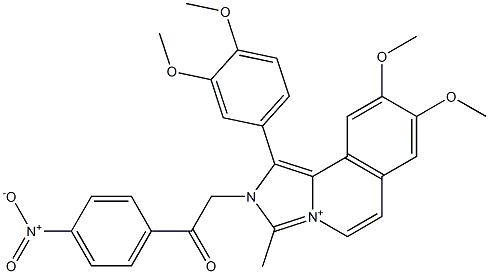 2-[1-(3,4-dimethoxyphenyl)-8,9-dimethoxy-3-methylimidazo[5,1-a]isoquinolin-4-ium-2-yl]-1-(4-nitrophenyl)ethanone Struktur