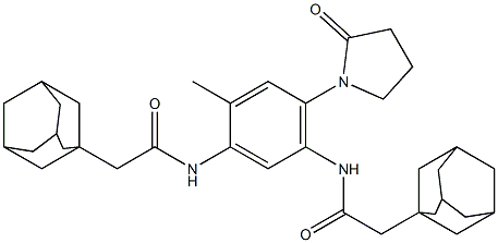 2-(1-adamantyl)-N-[5-[[2-(1-adamantyl)acetyl]amino]-2-methyl-4-(2-oxopyrrolidin-1-yl)phenyl]acetamide Struktur