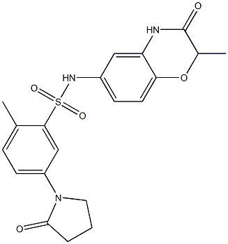 2-methyl-N-(2-methyl-3-oxo-4H-1,4-benzoxazin-6-yl)-5-(2-oxopyrrolidin-1-yl)benzenesulfonamide Struktur