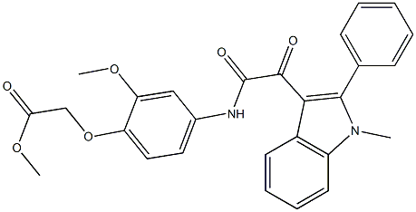 methyl 2-[2-methoxy-4-[[2-(1-methyl-2-phenylindol-3-yl)-2-oxoacetyl]amino]phenoxy]acetate Struktur