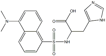 2-[[5-(dimethylamino)naphthalen-1-yl]sulfonylamino]-3-(1H-imidazol-5-yl)propanoic acid Struktur