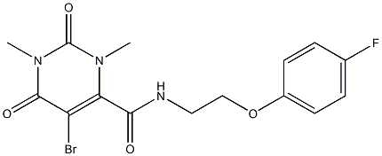 5-bromo-N-[2-(4-fluorophenoxy)ethyl]-1,3-dimethyl-2,6-dioxopyrimidine-4-carboxamide Struktur