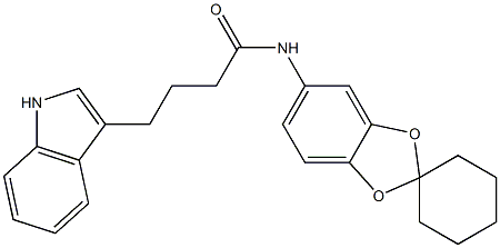 4-(1H-indol-3-yl)-N-spiro[1,3-benzodioxole-2,1'-cyclohexane]-5-ylbutanamide Struktur