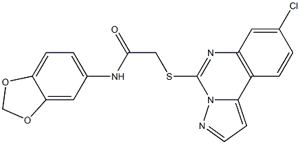 N-(1,3-benzodioxol-5-yl)-2-(8-chloropyrazolo[1,5-c]quinazolin-5-yl)sulfanylacetamide Struktur