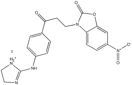 2(3H)-Benzoxazolone,3-[3-[4-[(4,5-dihydro-1H-imidazol-2-yl)amino]phenyl]-3-oxopropyl]-6-nitro-,hydriodide (1:1) Struktur