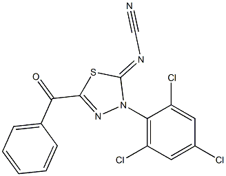 2-Benzoyl-5-cyanimino-4,5-dihydro-4-(2,4,6-trichlorophenyl)-1,3,4-thiadiazole Struktur