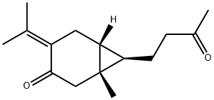 (1S,6β)-1β-Methyl-4-(1-methylethylidene)-7β-(3-oxobutyl)bicyclo[4.1.0]heptan-3-one Struktur