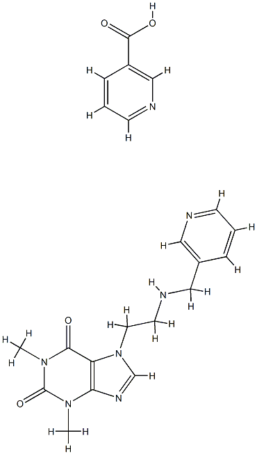 nicotinic acid, compound with 3,7-dihydro-1,3-dimethyl-7-[2-[(3-pyridylmethyl)amino]ethyl]-1H-purine-2,6-dione (1:1) Struktur