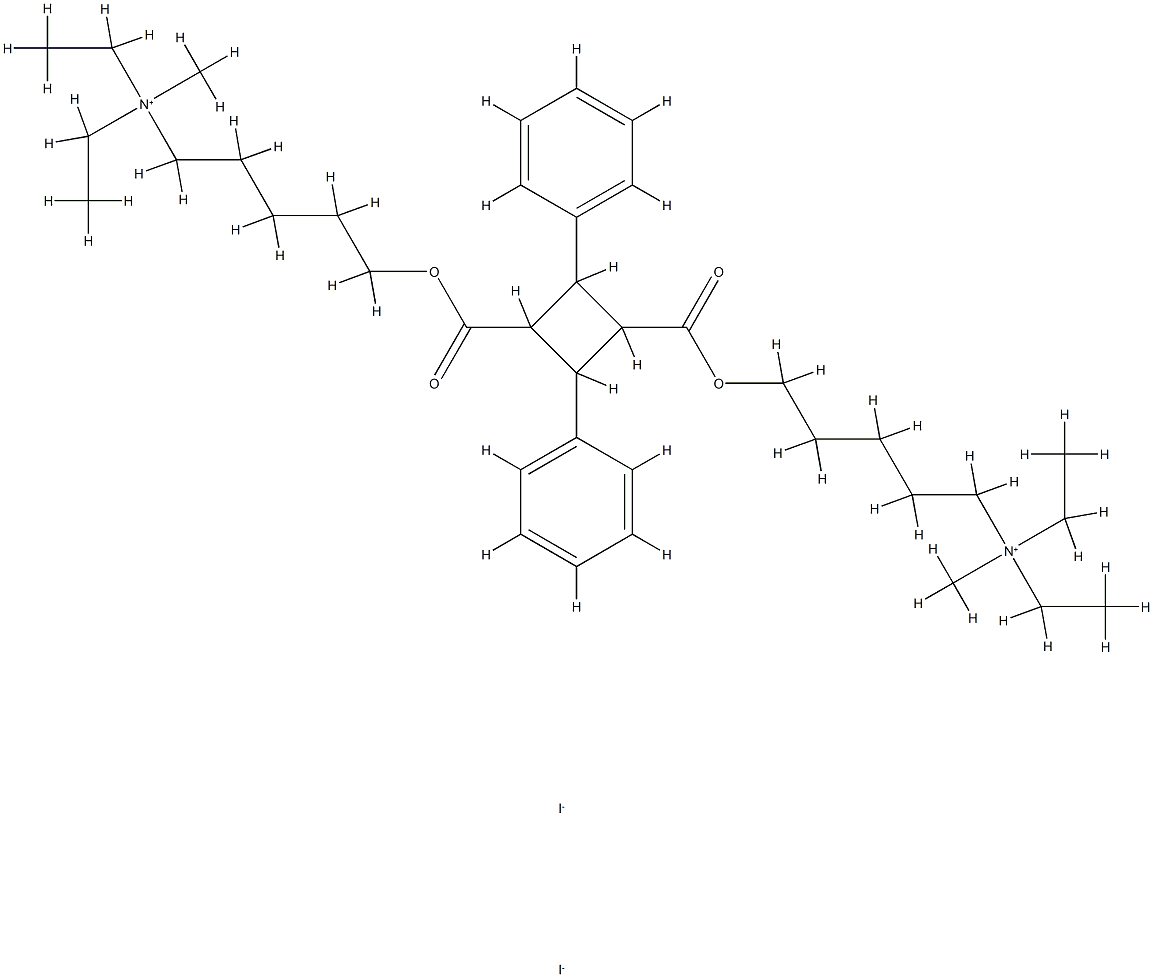 1-Pentanaminium,5,5'-[(2,4-diphenyl-1,3-cyclobutanediyl)bis(carbonyloxy)]bis[N,N-diethyl-N-methyl-,diiodide, (1a,2a,3b,4b)- (9CI) Struktur