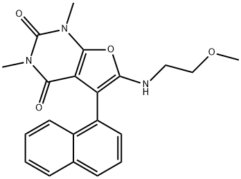 Furo[2,3-d]pyrimidine-2,4(1H,3H)-dione,  6-[(2-methoxyethyl)amino]-1,3-dimethyl-5-(1-naphthalenyl)- Struktur