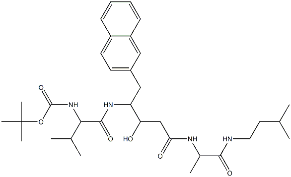 tert-Boc-valyl-(3-hydroxy-4-amino-5-(2-naphthyl)pentanoyl)-alanylisoamylamide Struktur