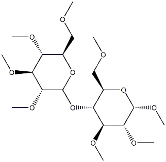 4-O-(2-O,3-O,4-O,6-O-Tetramethyl-β-D-glucopyranosyl)-1-O,2-O,3-O,6-O-tetramethyl-β-D-glucopyranose Struktur