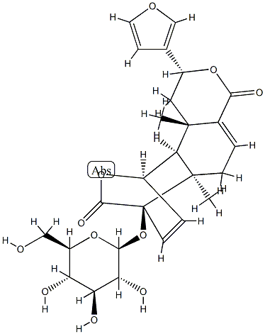 (1R)-9β-(3-Furanyl)-4α-(β-D-glucopyranosyloxy)-1,4,4a,5,9,10,10a,10bβ-octahydro-4aβ,10aα-dimethyl-1β,4-etheno-3H,7H-benzo[1,2-c:3,4-c']dipyran-3,7-dione Struktur