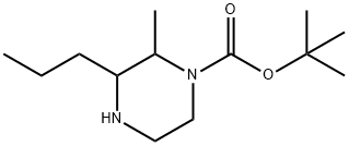 2-Methyl-3-propyl-piperazine-1-carboxylic acid tert-butyl ester Struktur