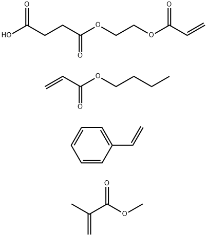 Butanedioic acid, mono[2-[(1-oxo-2-propenyl)oxy]ethyl] ester, polymer with butyl 2-propenoate, ethenylbenzene and methyl 2-methyl-2-propenoate Struktur