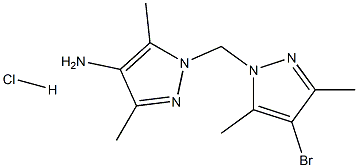 1-[(4-bromo-3,5-dimethyl-1H-pyrazol-1-yl)methyl]-3,5-dimethyl-1H-pyrazol-4-amine hydrochloride Struktur