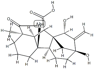 4aα,7,9β-Trihydroxy-1-methyl-8-methylenegibbane-1α,10β-dicarboxylic acid 1,4a-lactone Struktur