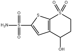 5,6-Dihydro-4-hydroxy-4H-thieno[2,3-b]thiopyran-2-sulfonamide 7,7-dioxide Struktur