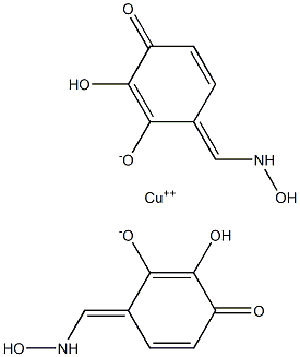 bis(2,3,4-trihydroxybenzaldoxyimato)copper(II) Struktur