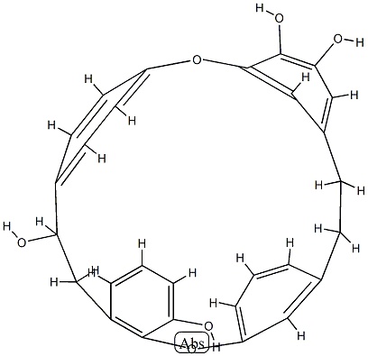 7,8,19,20-Tetrahydro-15,18-etheno-2,6:9,13-dimetheno-1,14-benzodioxacyclodocosin-11,12,19,24-tetrol Struktur