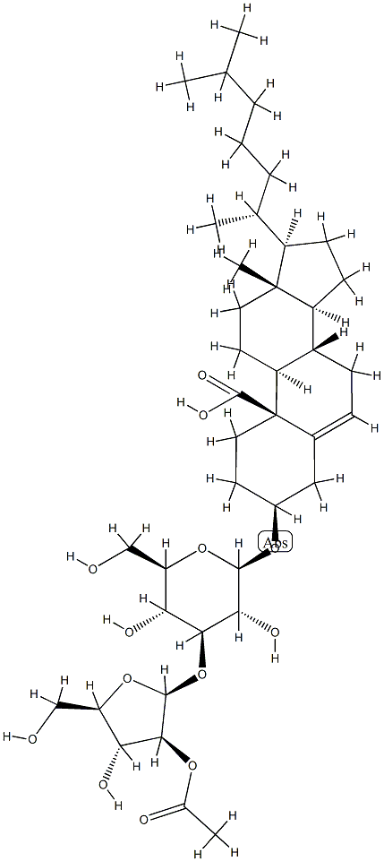 3β-[[3-O-(2-O-Acetyl-β-D-arabinofuranosyl)-β-D-glucopyranosyl]oxy]cholest-5-en-19-oic acid Struktur