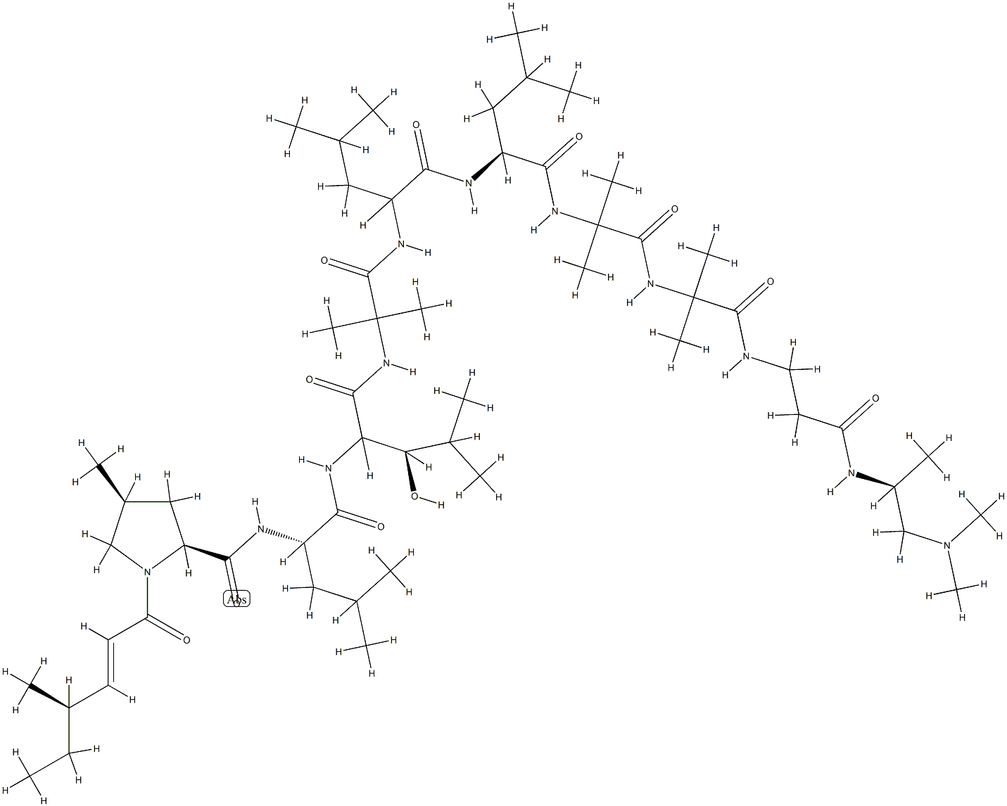 1-[4-Methyl-2-hexenoyl]-L-Pro-L-Leu-4,4-dimethyl-L-Thr-2-methyl Ala-L-Leu-L-Leu-2-methyl Ala-2-methyl Ala-βAla-[1-methyl-2-(methylamino)ethyl]NH2 Struktur