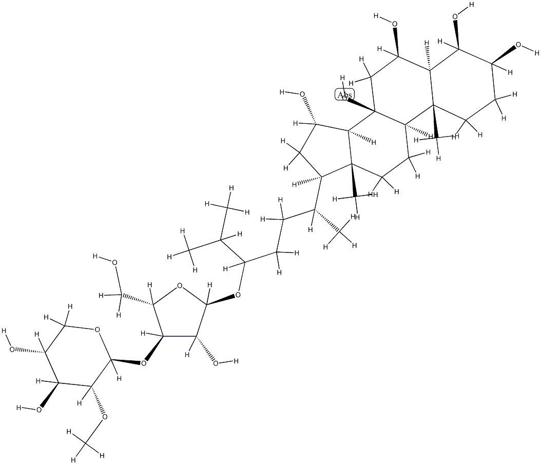 24-[[3-O-(2-O-Methyl-β-D-xylopyranosyl)-α-L-arabinofuranosyl]oxy]-5α-cholestane-3β,4β,6β,8β,15α-pentaol Struktur