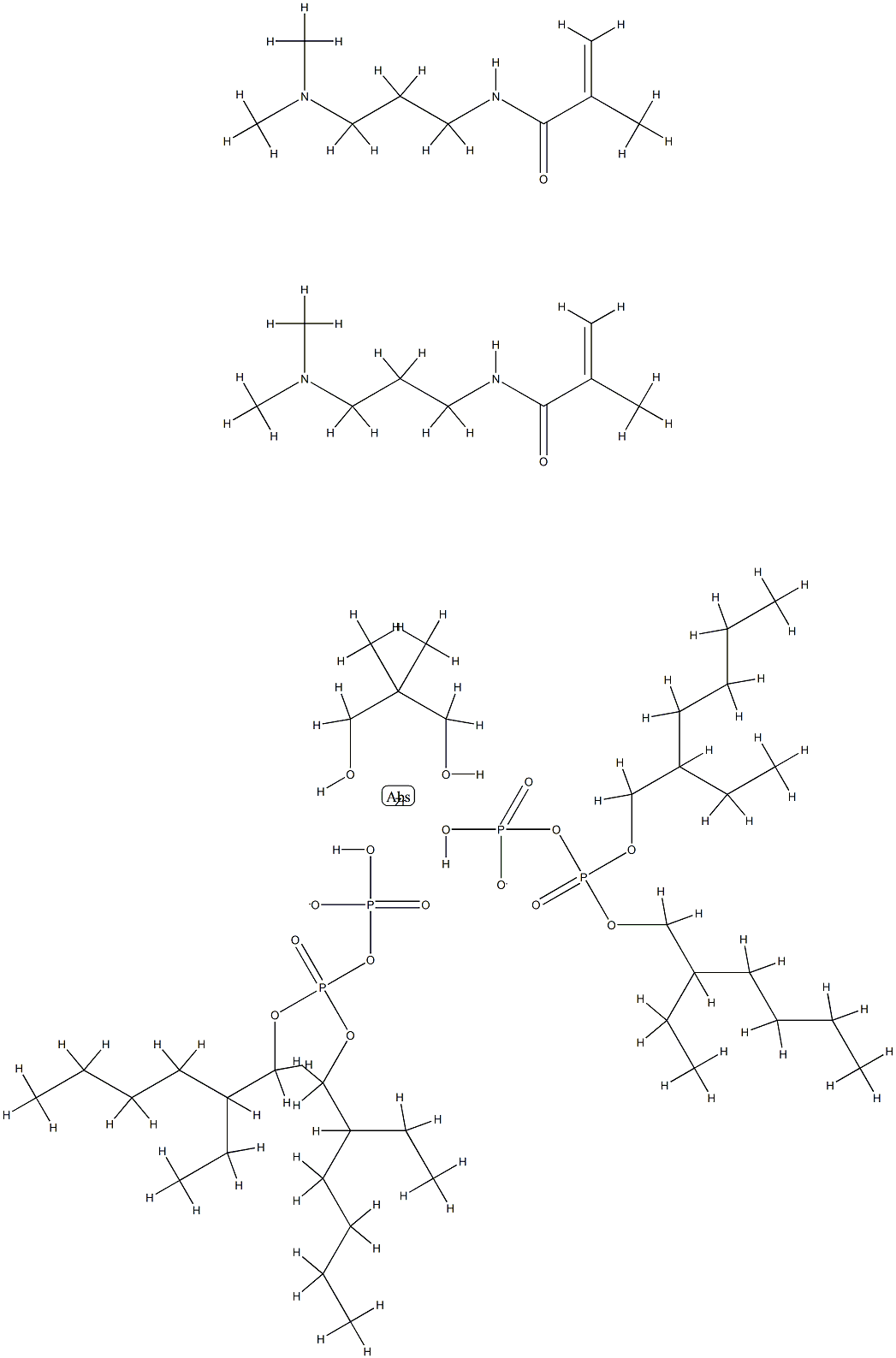 Zirconate(2-), bisP,P-diisooctyl diphosphato(2-)-.kappa.O,.kappa.O2,2-dimethyl-1,3-propanediolato(2-)-.kappa.O,.kappa.O-, dihydrogen, compd. with N-3-(dimethylamino)propyl-2-methyl-2-propenamide (1:2) Struktur