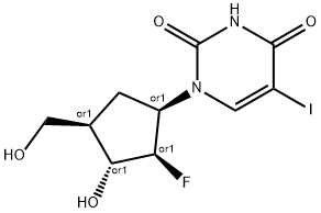 1-((1,2,3,4)-2-Fluoro-3-hydroxy-4-( hydroxymethyl)cyclopentyl)-5-iodo- 2,4(1H,3H)-pyrimidinedione Struktur