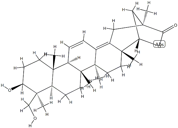 Oleana-11,13(18)-dien-29-oic acid, 3,22,23-trihydroxy-, gamma-lactone,  (3beta,4beta,20beta,22beta)- Struktur