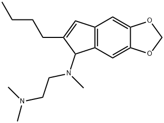 2-butyl-1-(N-methyl-N-(2-(N',N'-dimethylamino)ethyl)amino)-5,6-methylenedioxyindene Struktur