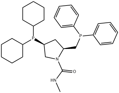 (2S,4S)-(-)-2-(DiphenylphosphinoMethyl)-4-(dicyclohexylphosphino)-N-Methyl-1-pyrrolidinecarboxaMide, Min. 97% (S,S-MCCPM) Struktur