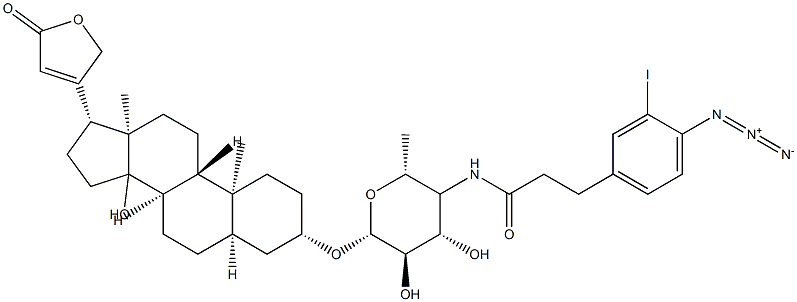 3-(4-azido-3-iodophenyl)propionamide-4-(4,6-dideoxyglucosyl)digitoxigenin Struktur