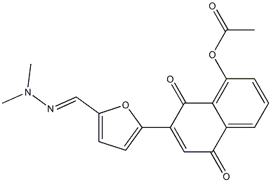 2-Furancarboxaldehyde,  5-[8-(acetyloxy)-1,4-dihydro-1,4-dioxo-2-naphthalenyl]-,  2-(dimethylhydrazone)  (9CI) Struktur