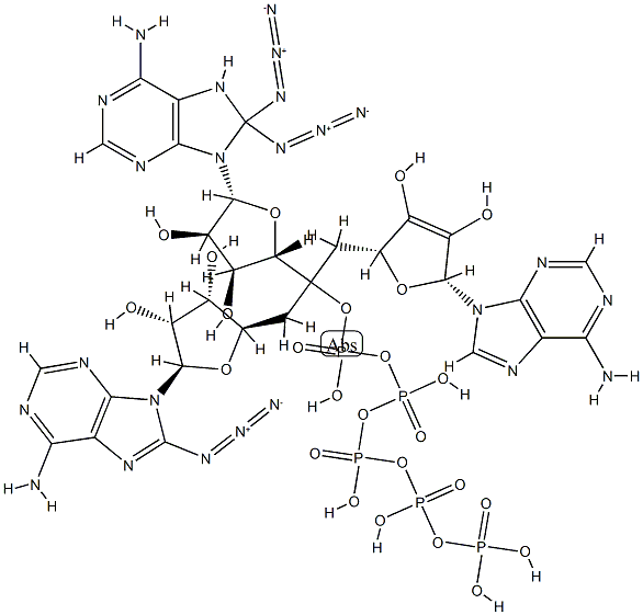 5'-O-triphosphoryl-8-azidoadenylyl-(2'-5')-8-azidoadenylyl-(2'-5')-8-azidoadenosine Struktur