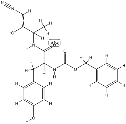 (Z)-1-diazonio-3-[[3-(4-hydroxyphenyl)-2-phenylmethoxycarbonylamino-pr opanoyl]amino]but-1-en-2-olate Struktur