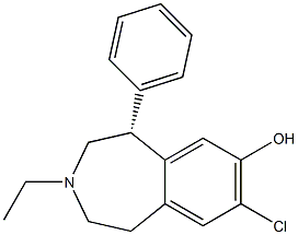 (5R)-2,3,4,5-Tetrahydro-8-chloro-3-ethyl-5α-phenyl-1H-3-benzazepin-7-ol Struktur