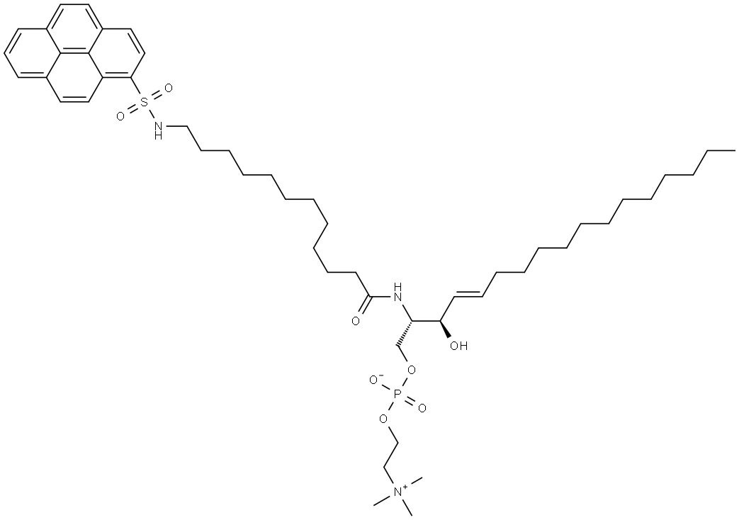 N-(12-((1-pyrenesulfonyl)amido)dodecanoyl)sphingosylphosphorylcholine Struktur