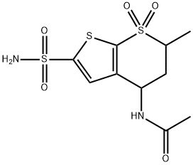 N-(5,6-DIHYDRO-6-METHYL-2-SULFAMOYL-4H-THIENO[2,3-B]THIOPYRAN-4-YL)ACETAMIDE 7,7-DIOXIDE Struktur