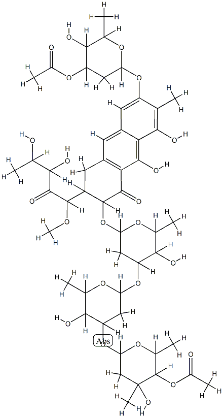 [6-[6-[6-[[6-(4-acetyloxy-5-hydroxy-6-methyl-oxan-2-yl)oxy-3-(3,4-dihy droxy-1-methoxy-2-oxo-pentyl)-8,9-dihydroxy-7-methyl-1-oxo-3,4-dihydro -2H-anthracen-2-yl]oxy]-3-hydroxy-2-methyl-oxan-4-yl]oxy-3-hydroxy-2-m ethyl-oxan-4-yl]oxy-4-hydroxy-2,4-dimethyl-oxan-3-yl] acetate Struktur