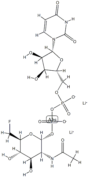 uridine 5'-( 2-acetamido-2,6-dideoxy-6-fluoroglucopyranosyl)diphosphate Struktur