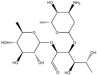 3-O-(3-Amino-2,3,6-trideoxy-β-D-arabino-hexopyranosyl)-2-O-(6-deoxy-β-D-glucopyranosyl)-6-deoxy-D-glucose Struktur