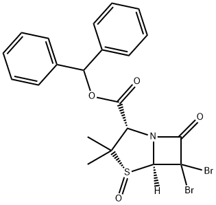 (2S,5R)-6,6-Dibromo-2β-(benzhydryloxycarbonyl)-3,3-dimethyl-7-oxo-4-thia-1-azabicyclo[3.2.0]heptane-4-oxide Struktur